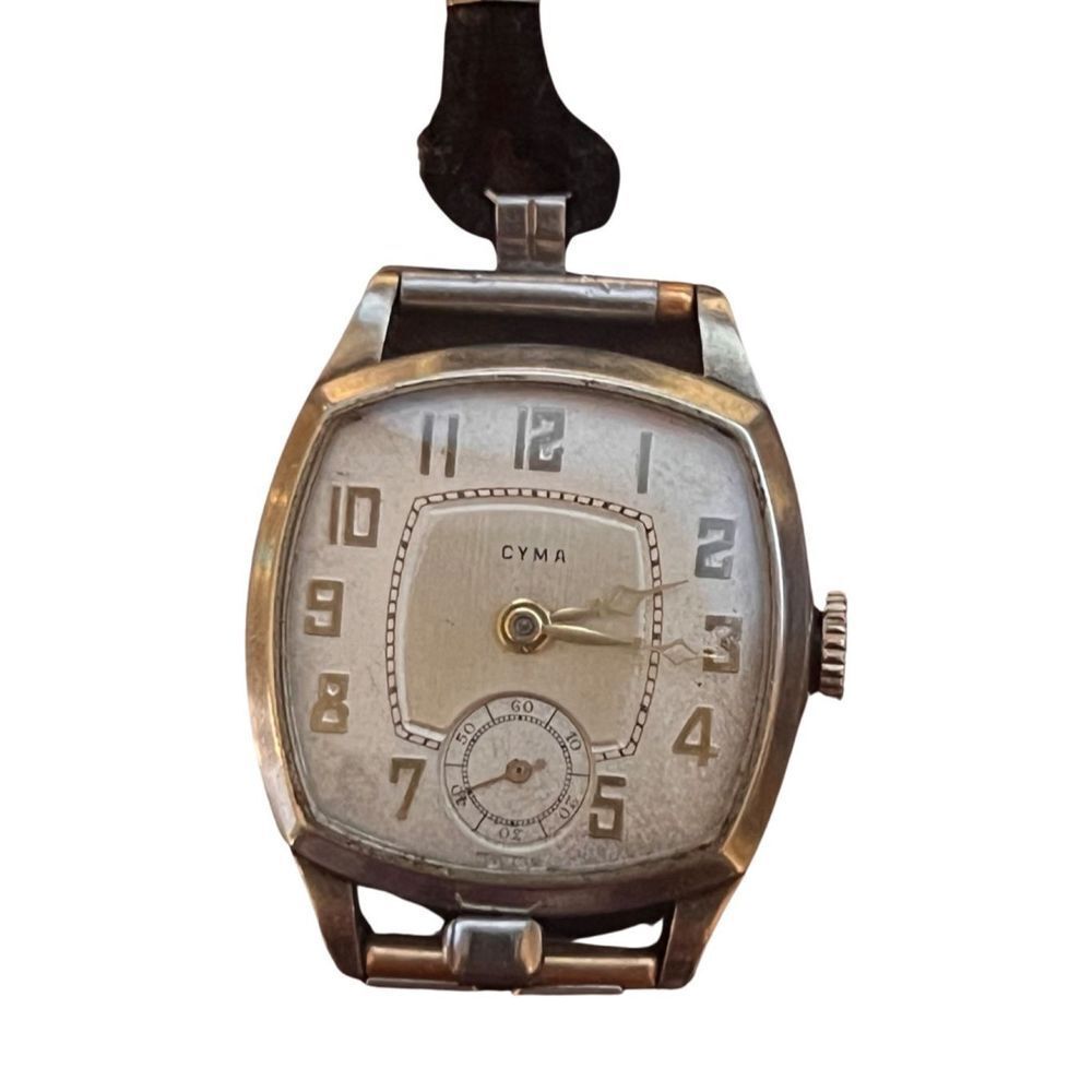 Antique Art Deco WORKING CYMA Tacy Trench Wind Up Watch Time Piece Black Cord